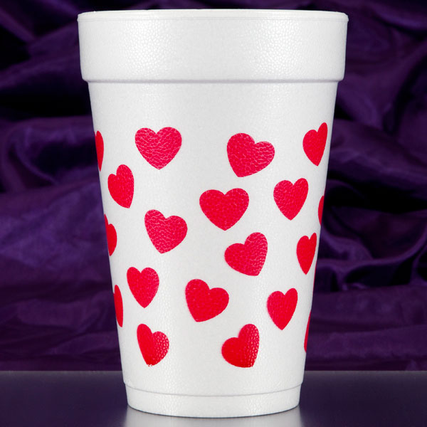 Hearts Foam Cups - Red