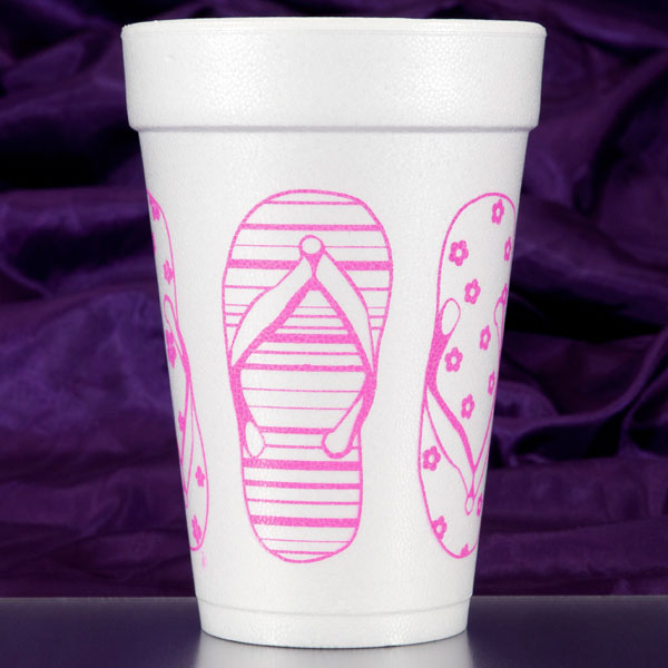 Beach Flip-Flops Foam Cups - Hot Pink