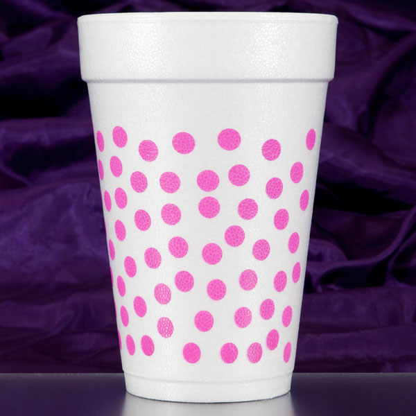 Polka Dots Foam Cups - Hot Pink