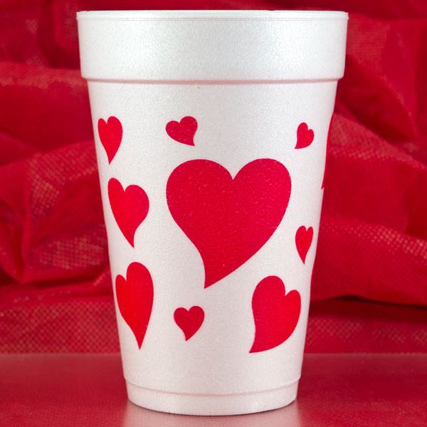 Red Scattered Hearts Cups