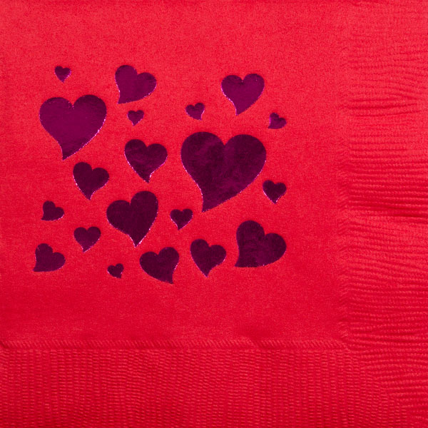 Scattered Hearts Valentines Napkins