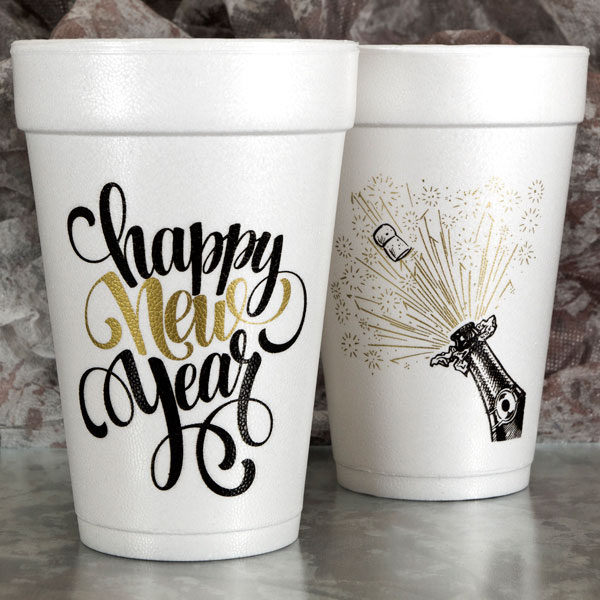 Happy New Year Script Cups
