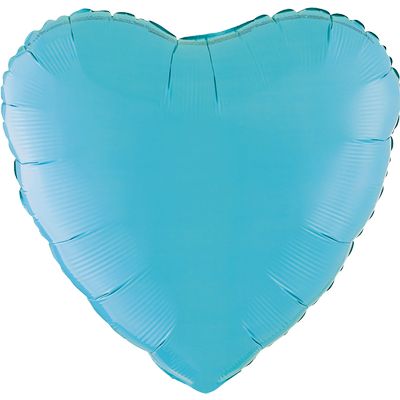 Caribbean Blue 18-inch Heart Mylar Balloons - 10ct
