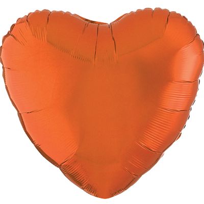 Orange 18-inch Heart Mylar Balloons - 10ct