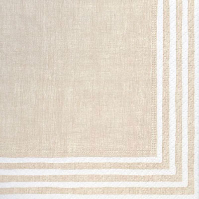 Stripe Border Luncheon Napkins - Natural