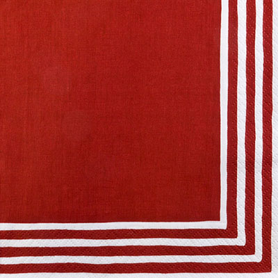 Stripe Border Luncheon Napkins - Red