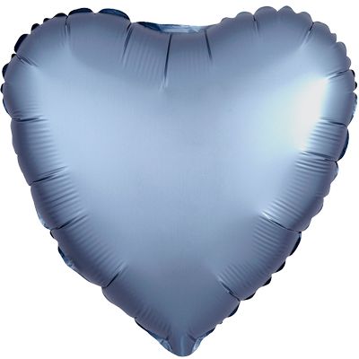 Luxe Steel Blue 18-inch Heart Mylar Balloons - 10ct
