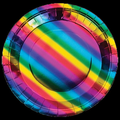 8.75" Metallic Rainbow Paper Plate