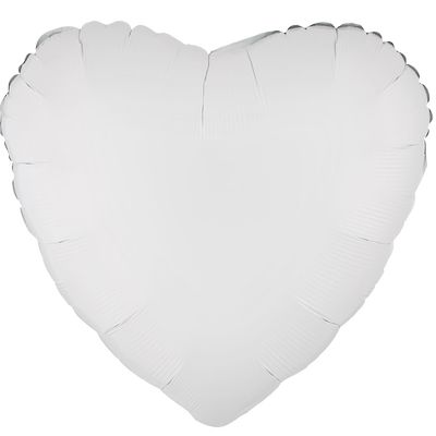 Metallic White 18-inch Heart Mylar Balloons - 10ct