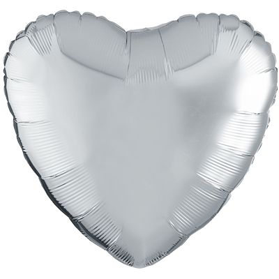 Luxe Platinum 18-inch Heart Mylar Balloons - 10ct