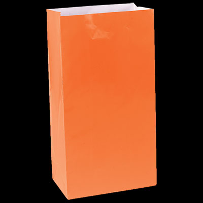 Orange Medium Paper Treat Bags - 12ct