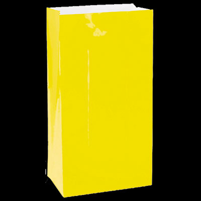 Yellow Medium Paper Treat Bags - 12ct