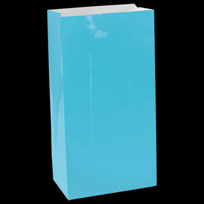 Caribbean Blue Medium Paper Treat Bags - 12ct