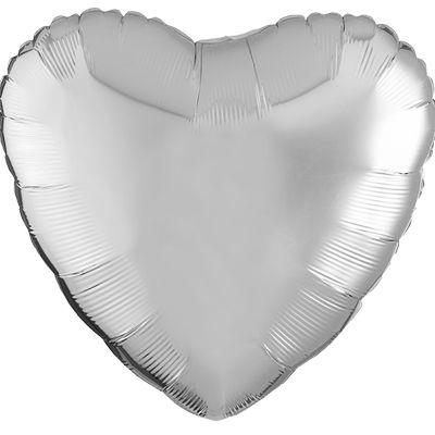 Metallic Silver 18-inch Heart Mylar Balloons - 10ct