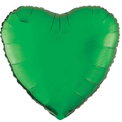 Metallic Green 18-inch Heart Mylar Balloons - 10ct