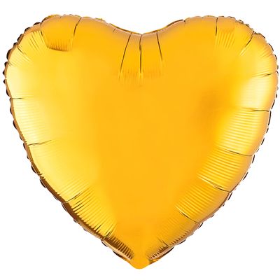 Metallic Gold 18-inch Heart Mylar Balloons - 10ct