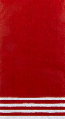Stripe Border Guest Towels - Red