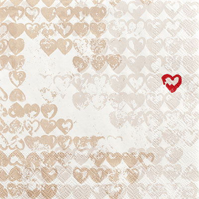 Little Heart Luncheon Napkins - Tan