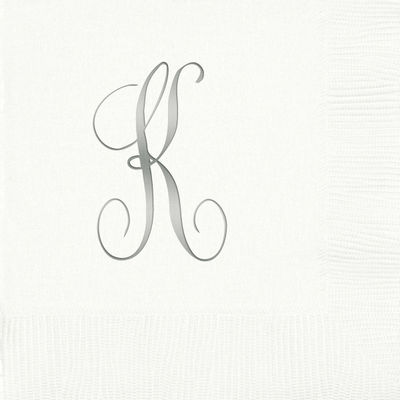 3-Ply White Beverage Napkins - Silver Antoinette - K