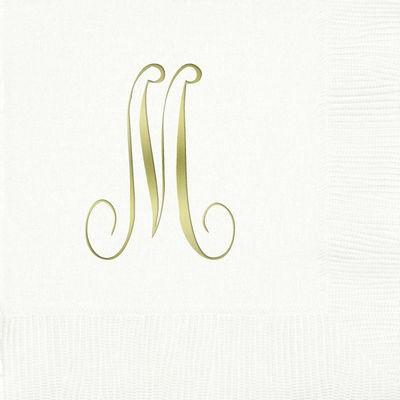 3-Ply White Beverage Napkins - Gold Antoinette - M