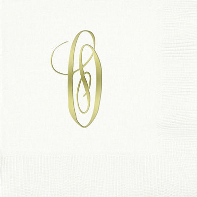 3-Ply White Beverage Napkins - Gold Antoinette - O
