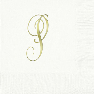 3-Ply White Beverage Napkins - Gold Antoinette - P