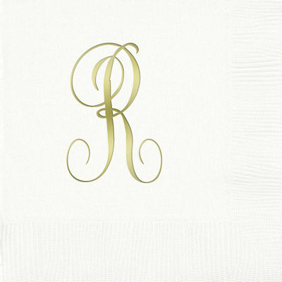 3-Ply White Beverage Napkins - Gold Antoinette - R