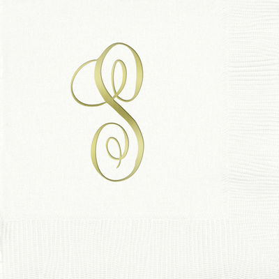 3-Ply White Beverage Napkins - Gold Antoinette - S