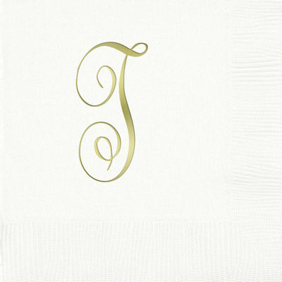 3-Ply White Beverage Napkins - Gold Antoinette - T