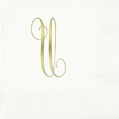 3-Ply White Beverage Napkins - Gold Antoinette - U