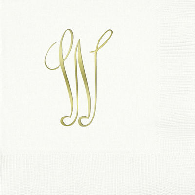 3-Ply White Beverage Napkins - Gold Antoinette - W
