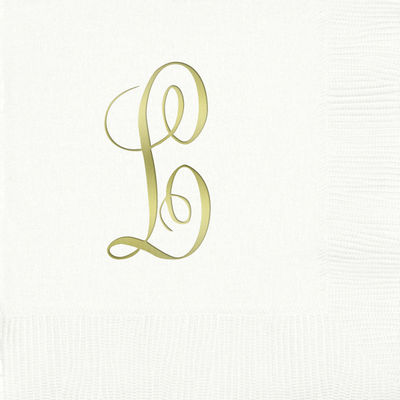 3-Ply White Beverage Napkins - Gold Antoinette - L