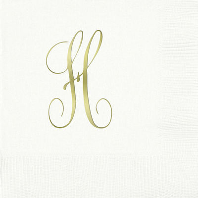 3-Ply White Beverage Napkins - Gold Antoinette - H