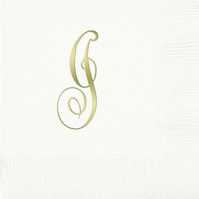 3-Ply White Beverage Napkins - Gold Antoinette - I