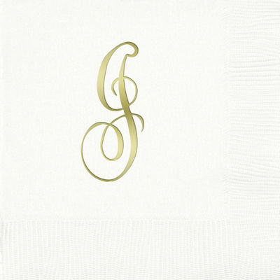 3-Ply White Beverage Napkins - Gold Antoinette - J