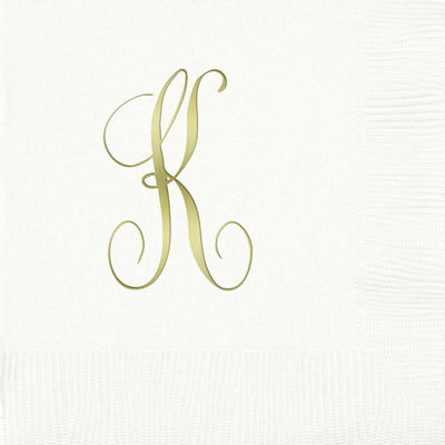 3-Ply White Beverage Napkins - Gold Antoinette - K