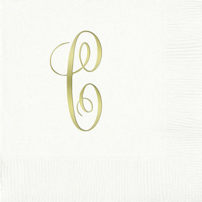 3-Ply White Beverage Napkins - Gold Antoinette - C