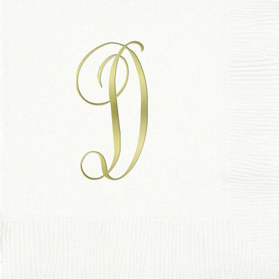 3-Ply White Beverage Napkins - Gold Antoinette - D