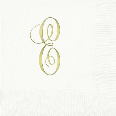 3-Ply White Beverage Napkins - Gold Antoinette - E