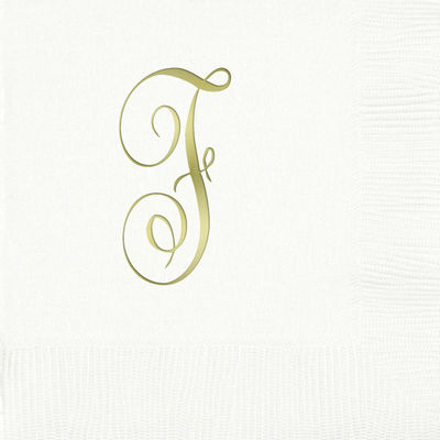 3-Ply White Beverage Napkins - Gold Antoinette - F