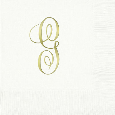 3-Ply White Beverage Napkins - Gold Antoinette - G