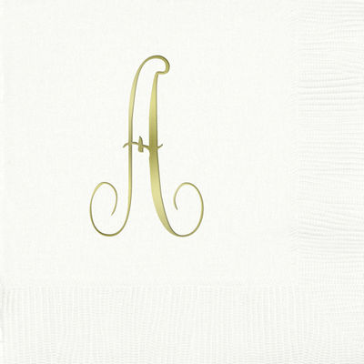 3-Ply White Beverage Napkins - Gold Antoinette - A
