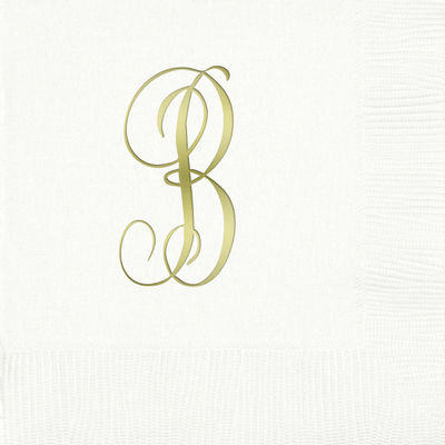 3-Ply White Beverage Napkins - Gold Antoinette - B