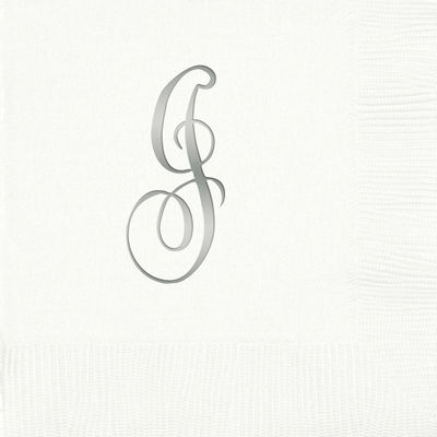 3-Ply White Beverage Napkins - Silver Antoinette - J