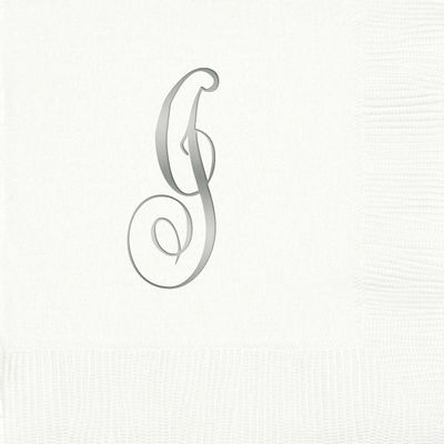 3-Ply White Beverage Napkins - Silver Antoinette - I