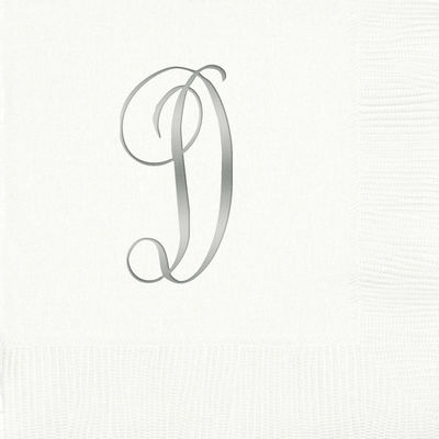 3-Ply White Beverage Napkins - Silver Antoinette - D