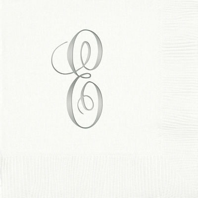 3-Ply White Beverage Napkins - Silver Antoinette - E