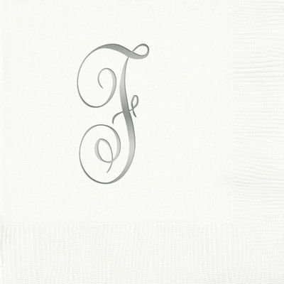 3-Ply White Beverage Napkins - Silver Antoinette - F