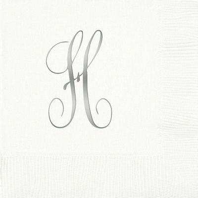 3-Ply White Beverage Napkins - Silver Antoinette - H