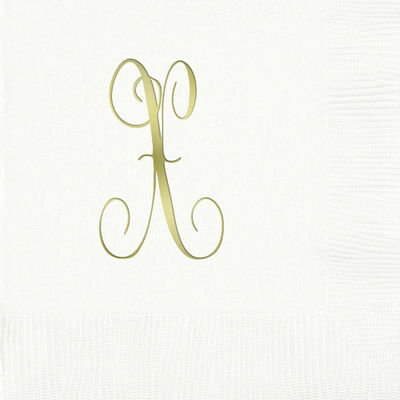 3-Ply White Beverage Napkins - Gold Antoinette - X